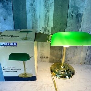 Vintage Green Shade Bankers Lamp Catalina Lighting w/Box
